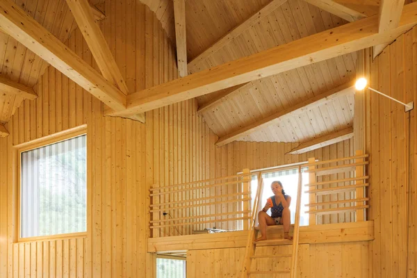 Interno di modrn casa in legno — Foto Stock