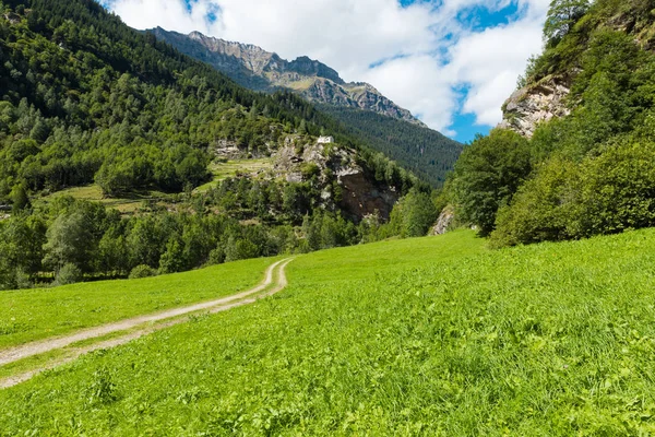 Landscape of the Swiss valley at Rossa in the Grisons — Stock Photo, Image