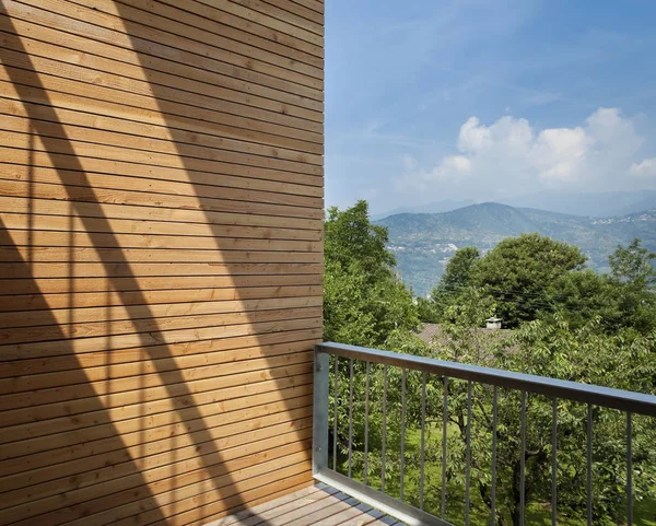 Totally wooden modern balcony — Stock Photo, Image