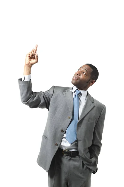 Retrato de hombre de negocios negro con traje sobre fondo blanco —  Fotos de Stock