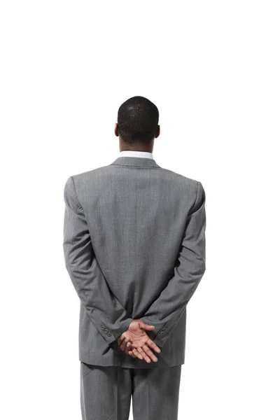 Black businessman portrait wearing suit over white background — Stock Photo, Image