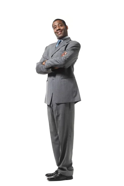 Black businessman portrait wearing suit over white background Royalty Free Stock Photos