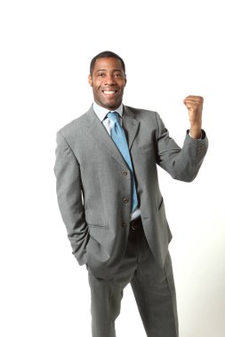 Beyaz arka plan üzerinde takım elbise siyah işadamı portresi 