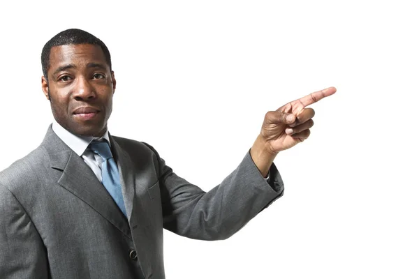 Black businessman portrait wearing suit over white background — Stock Photo, Image