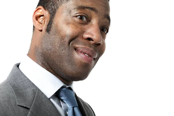 Black businessman portrait wearing suit over white background — Stock Photo, Image