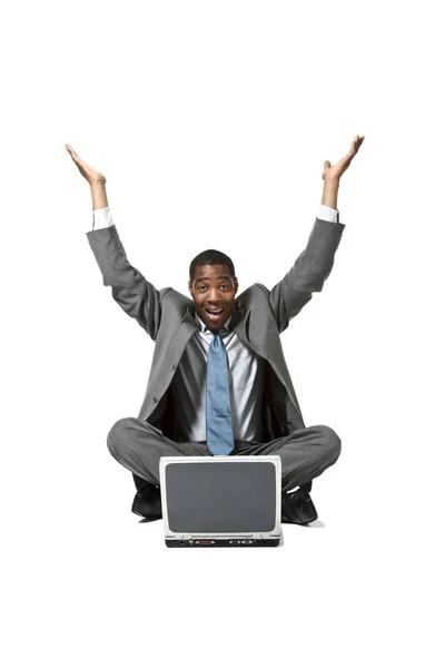 Black businessman portrait wearing suit over white background — Stock Photo, Image