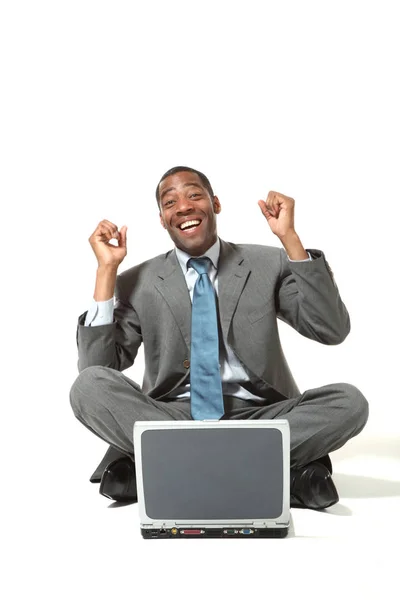 Black businessman portrait wearing suit over white background — Stock Photo, Image