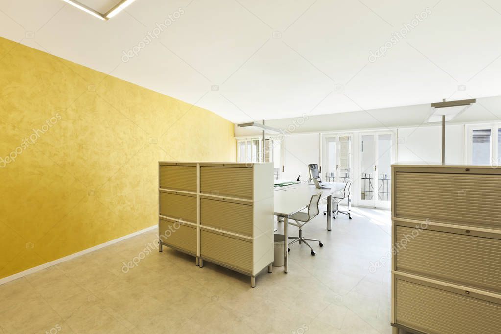 modern office interior design, large room 