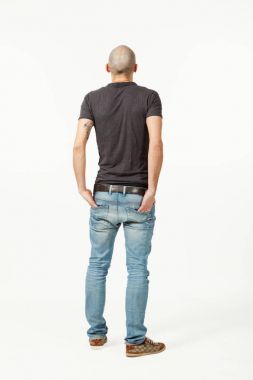 Studio, arkadan görünüm genç adam portresi