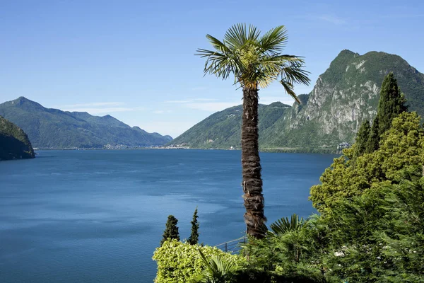 Lake Lugano, panoramik — Stok fotoğraf