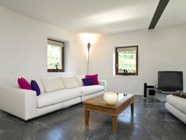 Açık alan iç etnik mobilya ile 