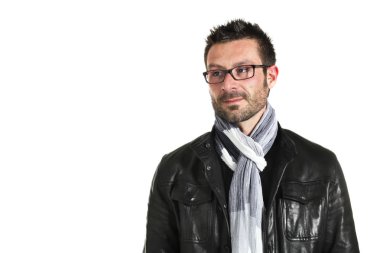 Fotoğraf stüdyosu adam portre beyaz arka plan üzerinde