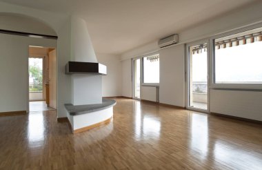 Modern iç openspace şömine