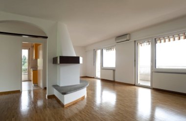 Modern iç openspace şömine