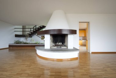 Modern iç openspace şömine