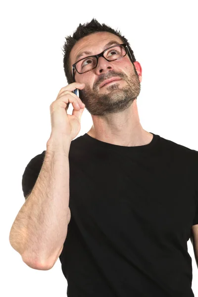 Foto estúdio homem retrato sobre fundo branco — Fotografia de Stock