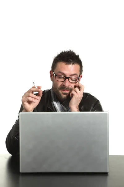 Photo studio man portrait over white background — Stock Photo, Image