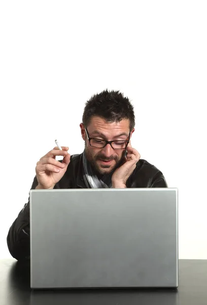 Photo studio man portrait over white background — Stock Photo, Image