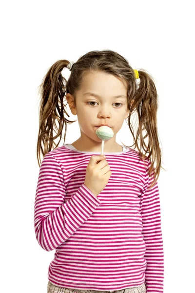 Little girl on a white background — Stock Photo, Image