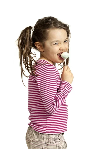 Little girl on a white background — Stock Photo, Image