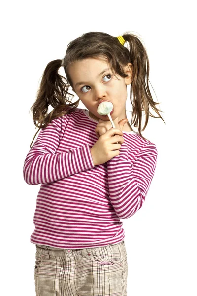 Little girl on a white background — Stock Photo, Image