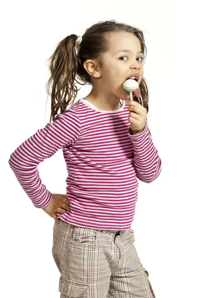 Fetiță pe un fundal alb — Fotografie, imagine de stoc