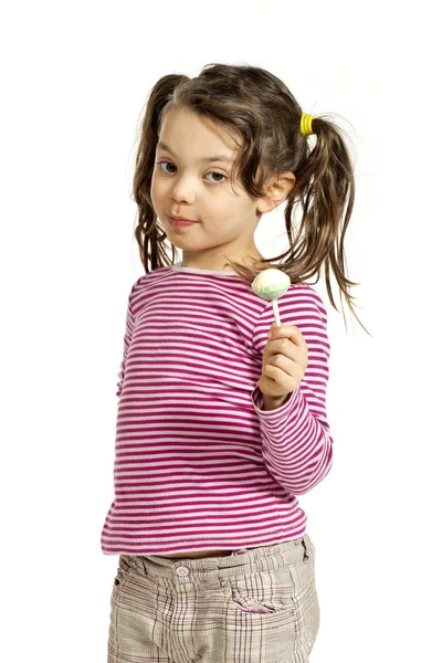 Little girl on a white background — Stock Photo, Image