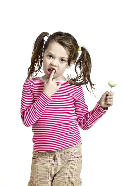 Little girl on a white background — Stock Photo, Image