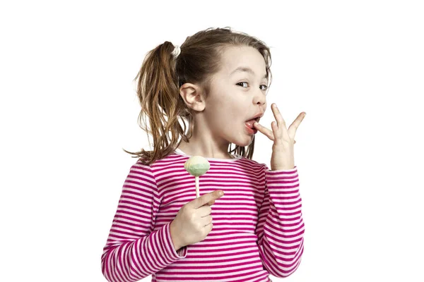 Little girl on a white background — Stock Photo, Image