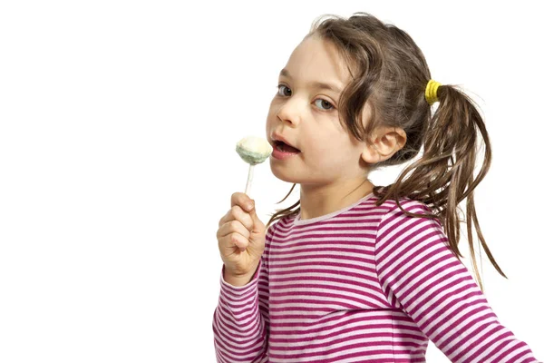 Little girl on a white background — Stock Photo, Image