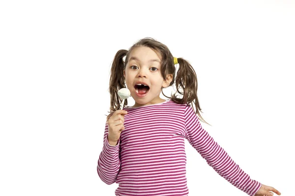 Little girl on a white background — Stock Photo, Image