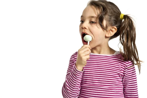 Little girl on a white background — Stock Photo, Image