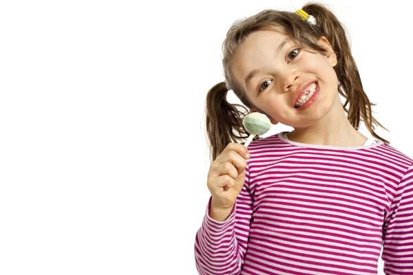 Little girl on a white background — Stock Photo, Image