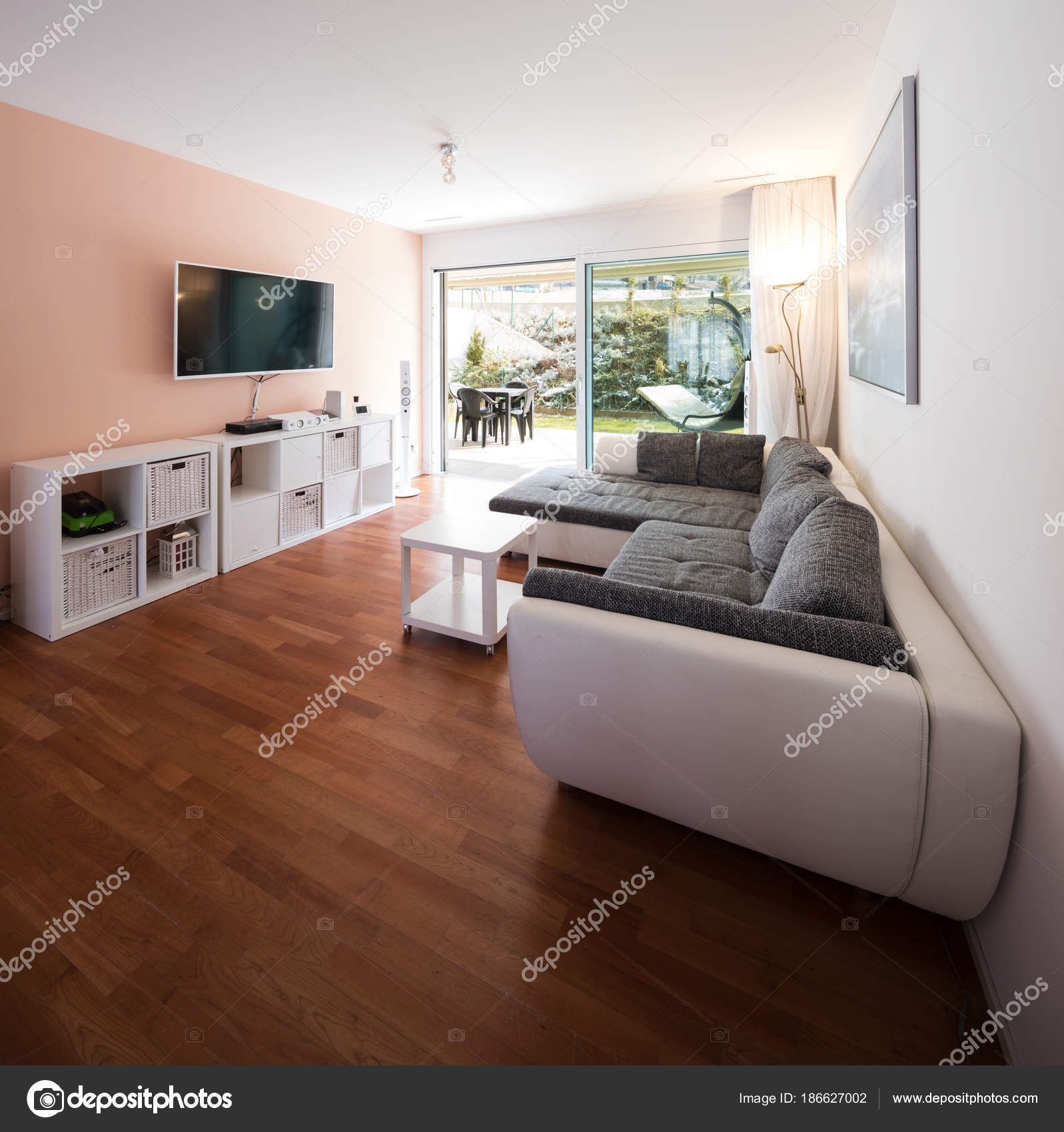 Living Room With Window And Garden View Stock Photo Zveiger Living Room With Window And Garden View Stock Photo