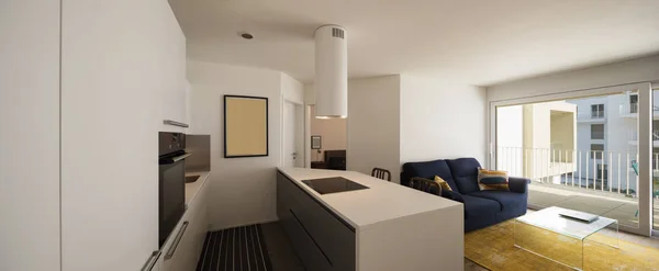 Elegante cozinha e sala de estar no apartamento moderno — Fotografia de Stock