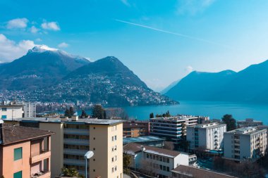Peyzaj gün Lugano şehir Tessin