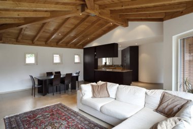 Bir şekilde döşenmiş, yeni ev iç çatı villa