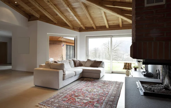 New home interiors furnished, loft villa — стоковое фото