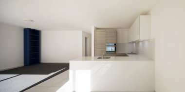 Oturma odası ve mutfak modern açık alan