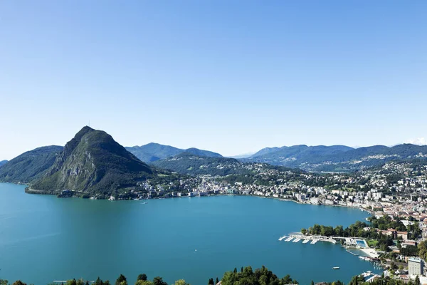 Panorama van Lugano lake — Stockfoto