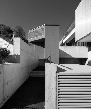 Lugano şehrinin bir kısmının ayrıntıları, alternatif ve banliyö mimari alanı.