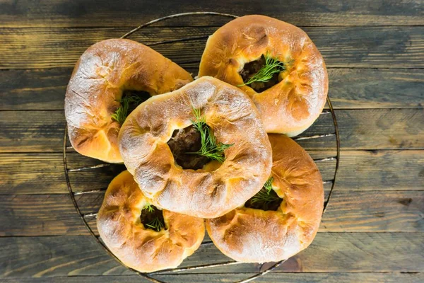 Homemade Open Meat Pies — Stock Photo, Image