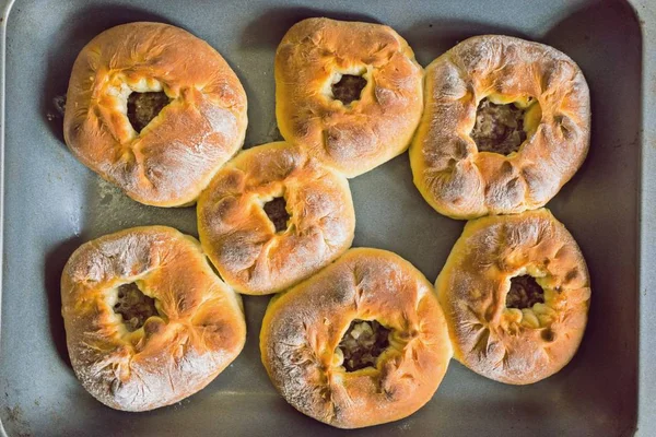 Homemade Open Meat Pies — Stock Photo, Image