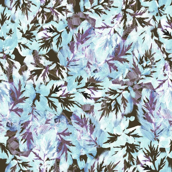 Soyut yaprakların izleri tekrar eden kusursuz desenleri karıştırır. Elle boyanmış dijital el resmi. Tekstil dekorasyonu ve tasarımı için sonsuz bir motivasyon kaynağı.