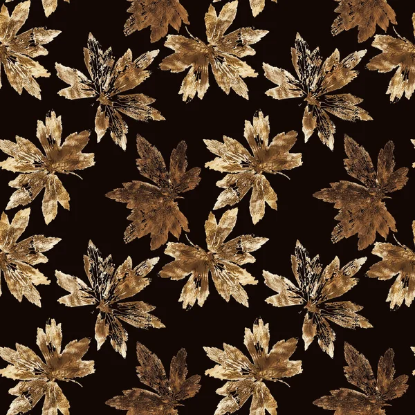 Soyut yaprakların izleri tekrar eden kusursuz desenleri karıştırır. Elle boyanmış dijital el resmi. Tekstil dekorasyonu ve tasarımı için sonsuz bir motivasyon kaynağı.