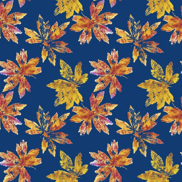 Imprints Abstract Leaves Mix Repeat Seamless Pattern Digital Hand Drawn — 스톡 사진