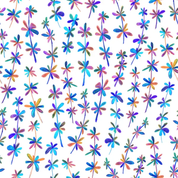 Flowers seamless pattern. Hand drawing with a pencil. Botanical illustration. Background for headline, image for blog, decoration. Design for wallpaper, textile, fabrics.