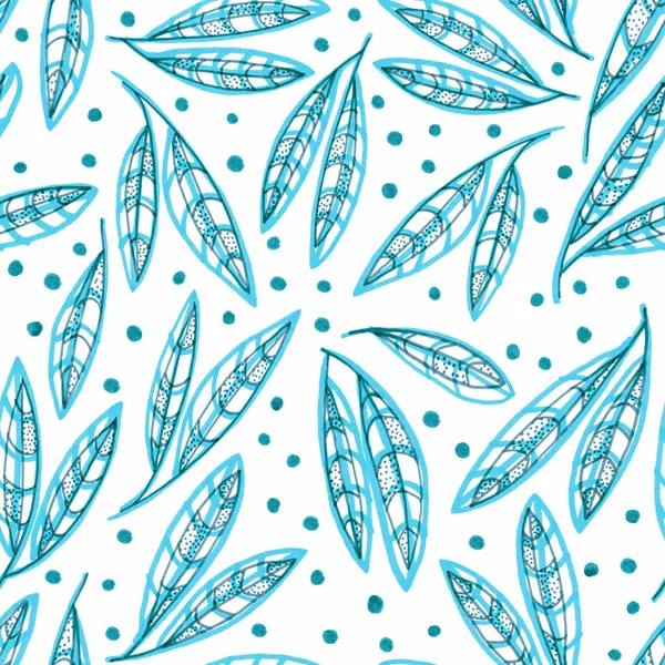 Hand Drawn Floral Abstract Leaf Pattern Seamless Botanical Pattern Mixed — Stock Photo, Image