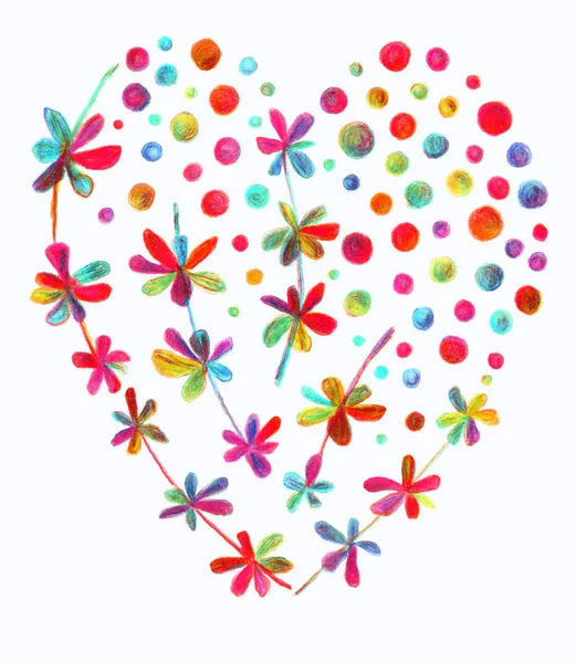 Çiçekli kalp çiçekleri, yapraklar. Özgeçmiş tasarımı, davetiyeler, kartlar, posterler, çıkartmalar, rozetler vesaire için. Elle boyanmış. Beyaz bir arkaplanda izole edilmiş.