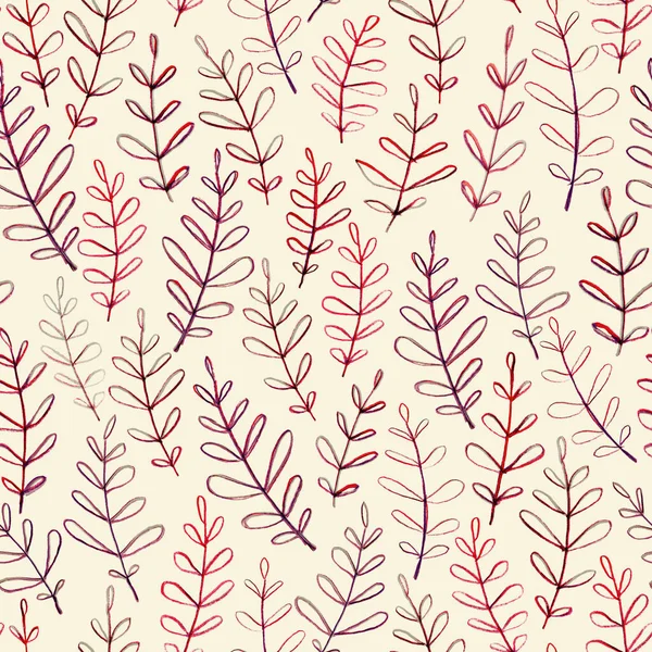 Leaves Seamless Pattern Hand Drawing Pencil Botanical Vintage Illustration Background — Stock Photo, Image